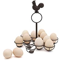 Cesta de huevos rústica para recolectar huevos frescos- estante de metal de bronce de granja- organizador de 12 huevos…